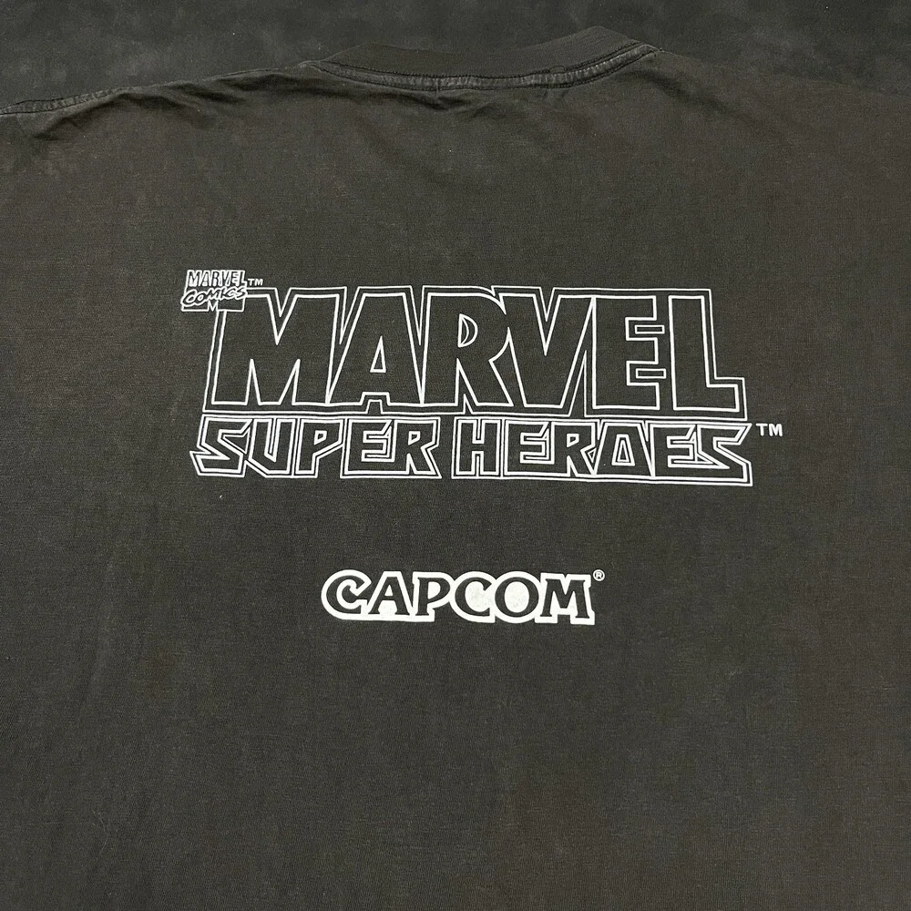 Vintage Marvel Super Heroes Capcom Video Game Shirt 90s Street Fighter Wolverine
